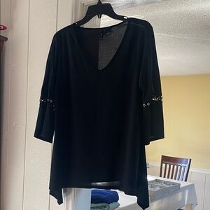 New Directions Black Tunic with Grommet Sleeves